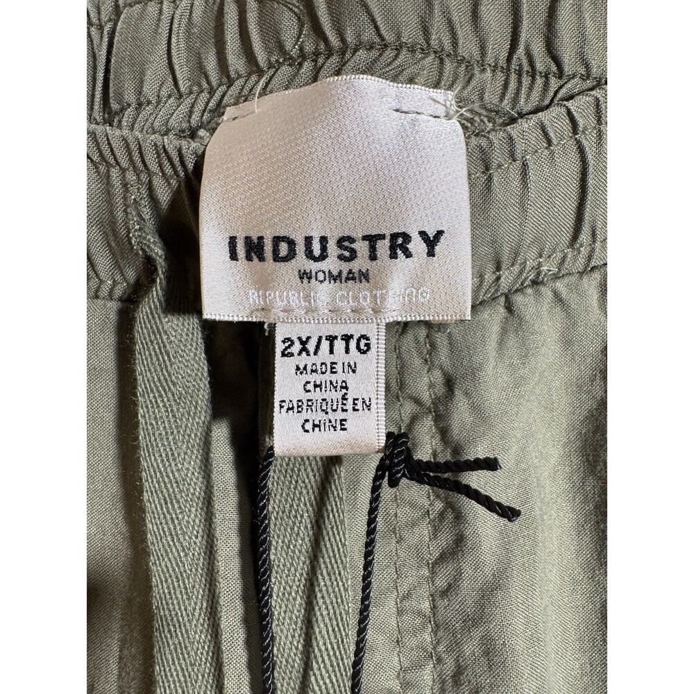 Industry Woman Olive Green Cargo Joggers 2X Elastic Waist NWT Casual Travel - Picture 3 of 12